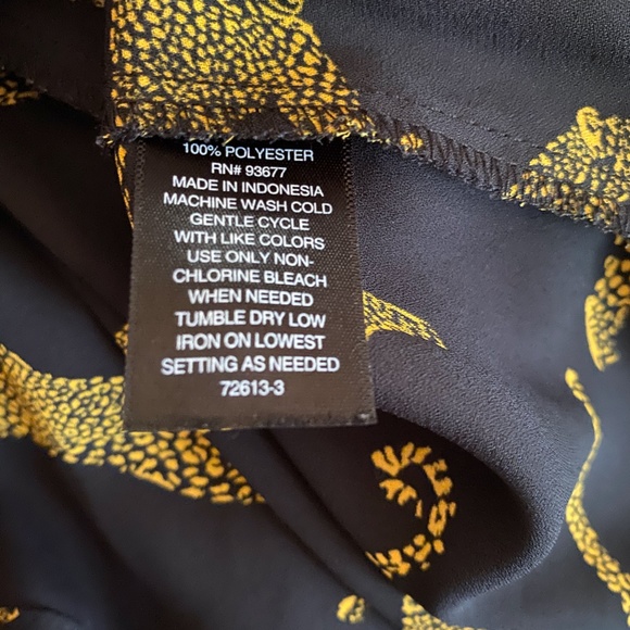 Worthingotn Black/Amber Leopard Print V-Neck Button Up Long Sleeve Blouse Size L - Picture 13 of 13